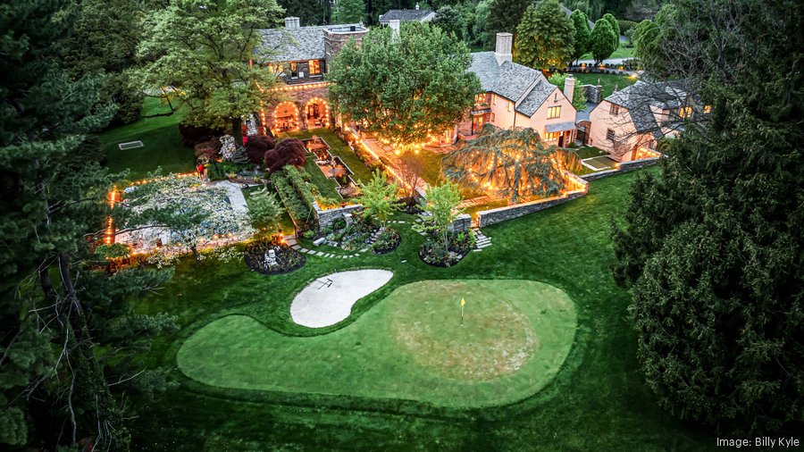 This 9,000 square-foot Villanova estate on Tower Road includes a basketball court, koi pond and a golf green.