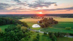 Crebilly Farm in Westtown during a sunset.