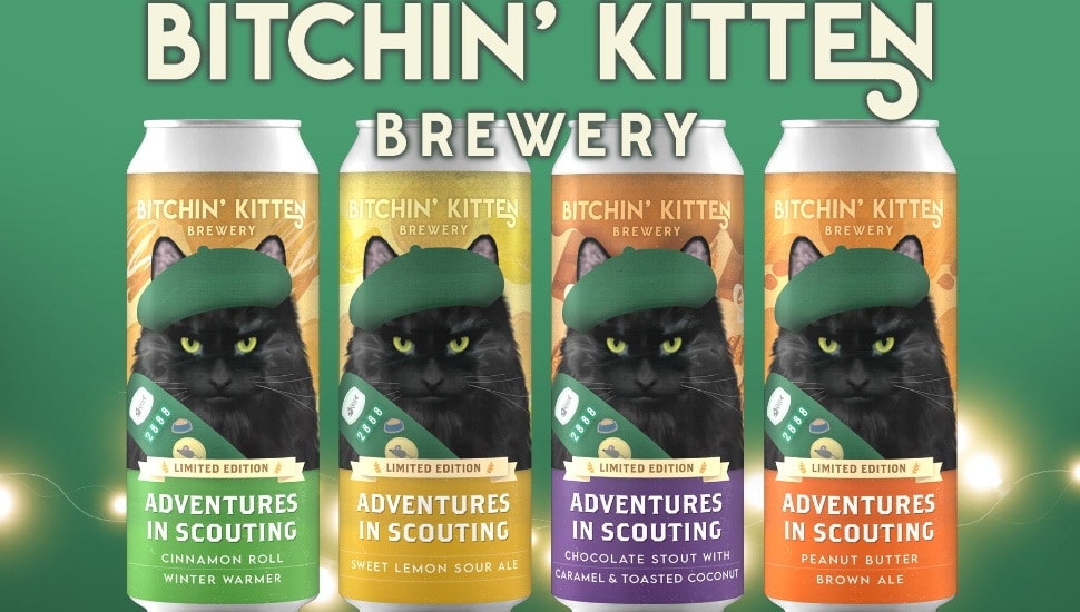 Four cans of different flavored Girl Scout cookie beers.