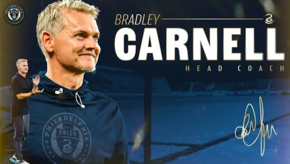 A Philadelphia Union promotion announcing Bradley Carnell as the team's new head coach.