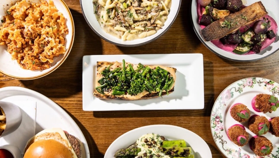 A table filled with entrees from Bridget Foys in Queens Village.