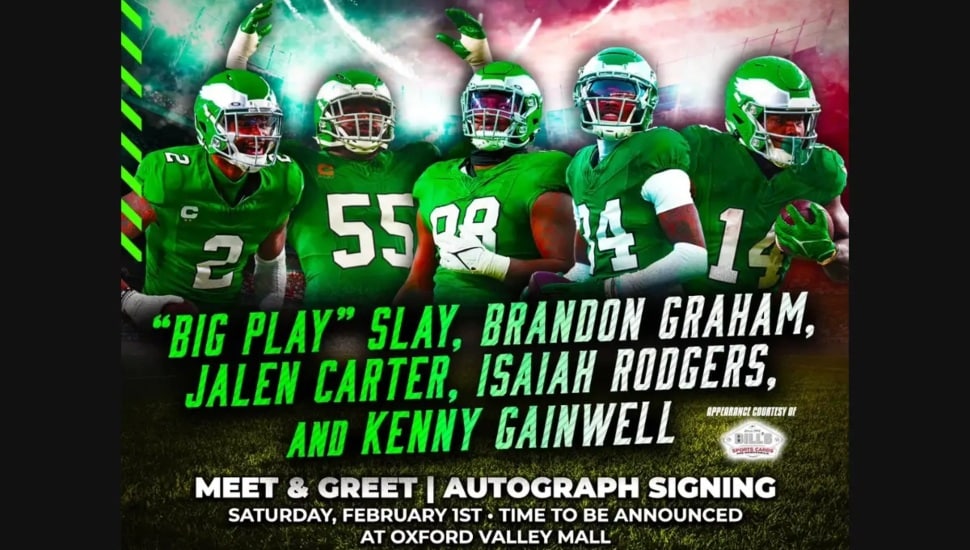 Graphic of Eagles autograph signing.