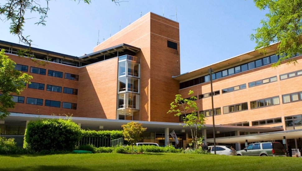 The outside of Lankenau Hospital.