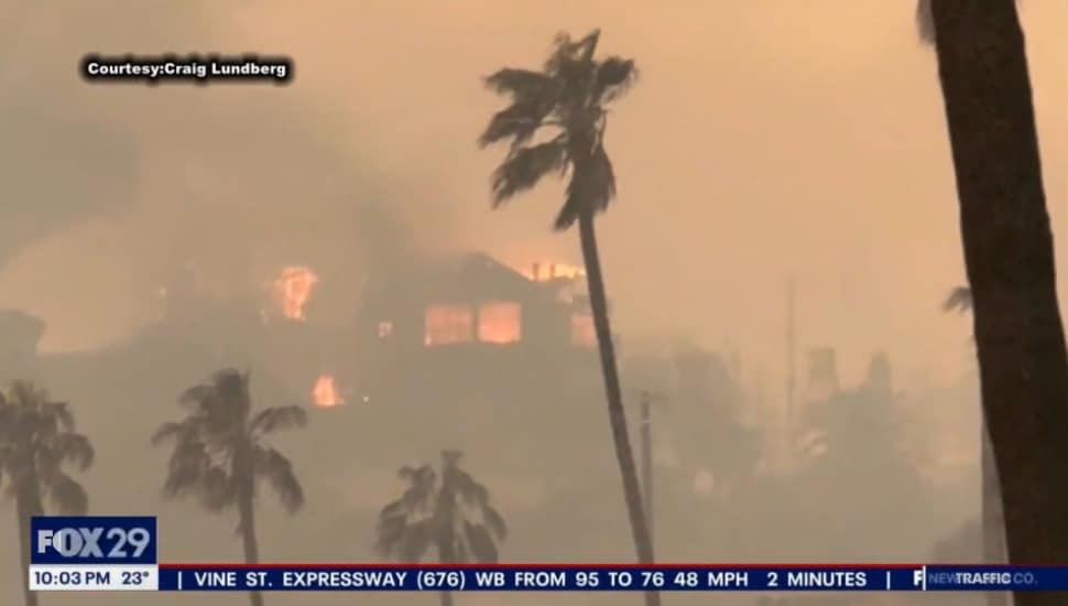 Video of a house burning in Los Angeles taken by Delaware County transplant Craig Lundberg.