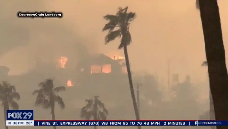 Video of a house burning in Los Angeles taken by Delaware County transplant Craig Lundberg.