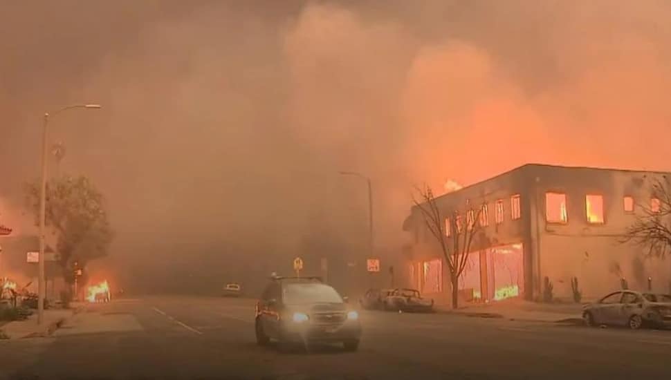 A fire scene in Los Angelos.