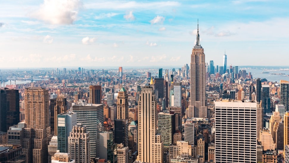 The New York City skyline.