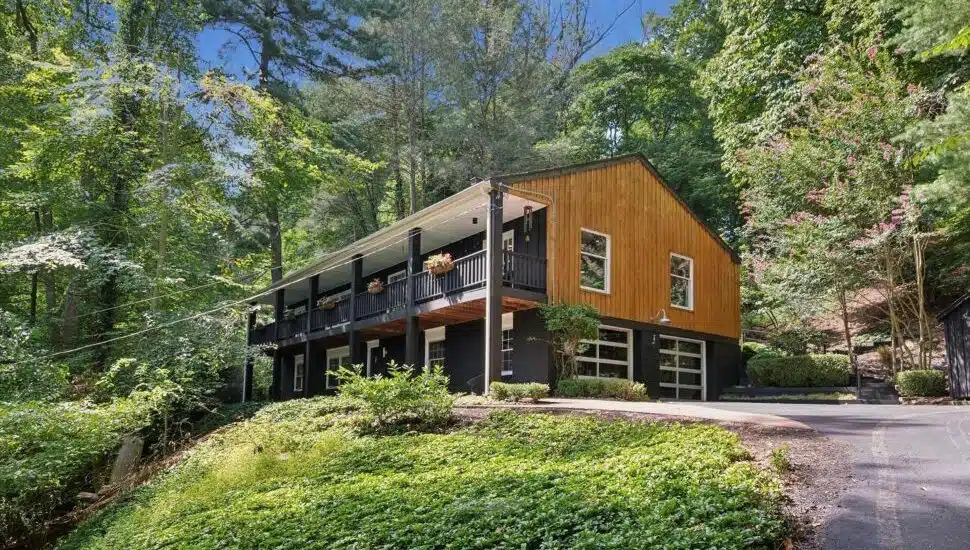 A outside view of a contemporary home in Media at 425 Oak Valley Road.