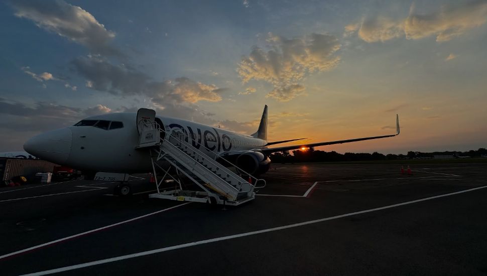 An Avelo Airlines plane on the ground.