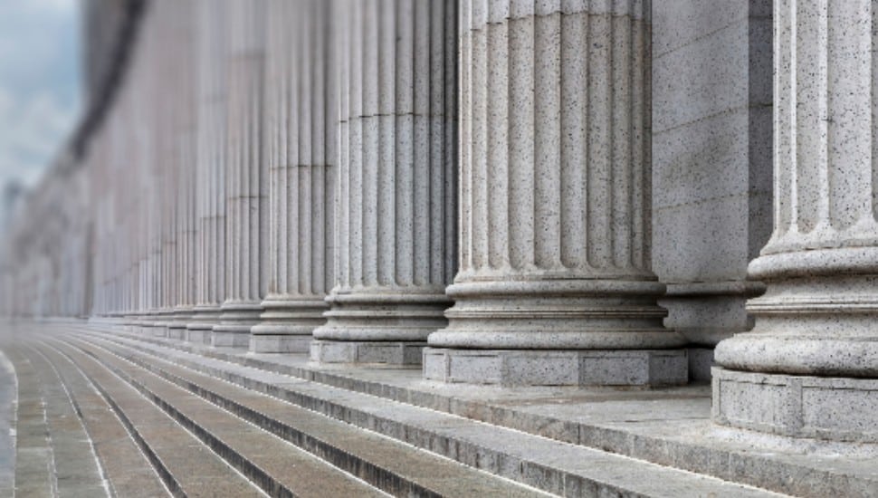The steps of a courthouse.