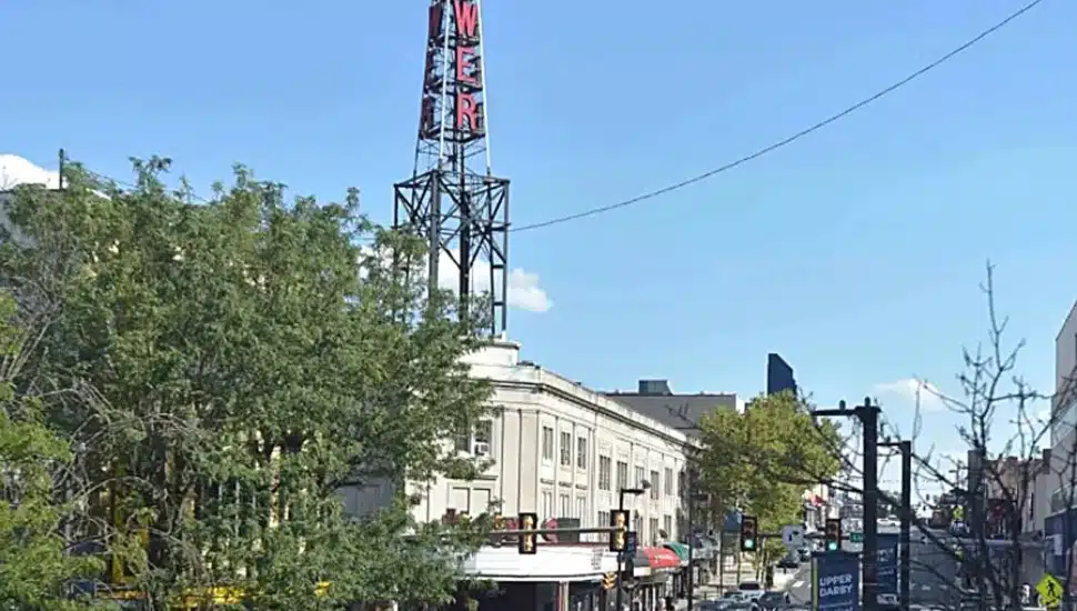 The Tower Theater in 69th Street in Upper Darby with its tower sign still intact.