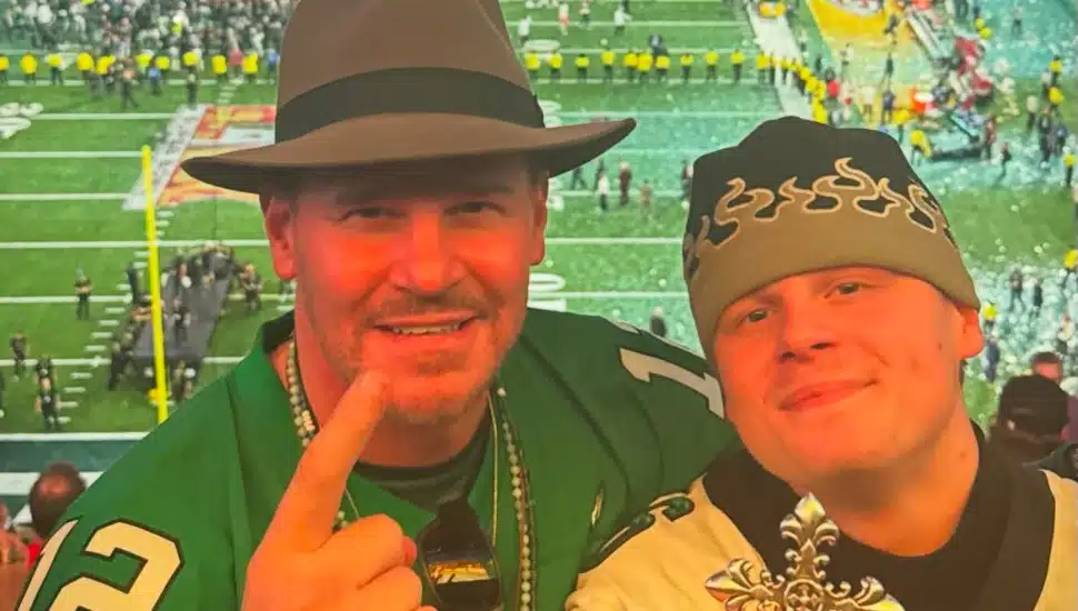 Actor David Boreanaz and his son Jared at the Super Bowl.