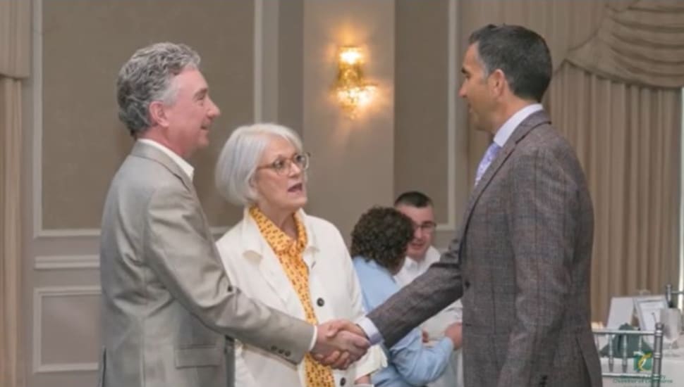 Business professionals meet at a Delaware County Chamber of Commerce event.
