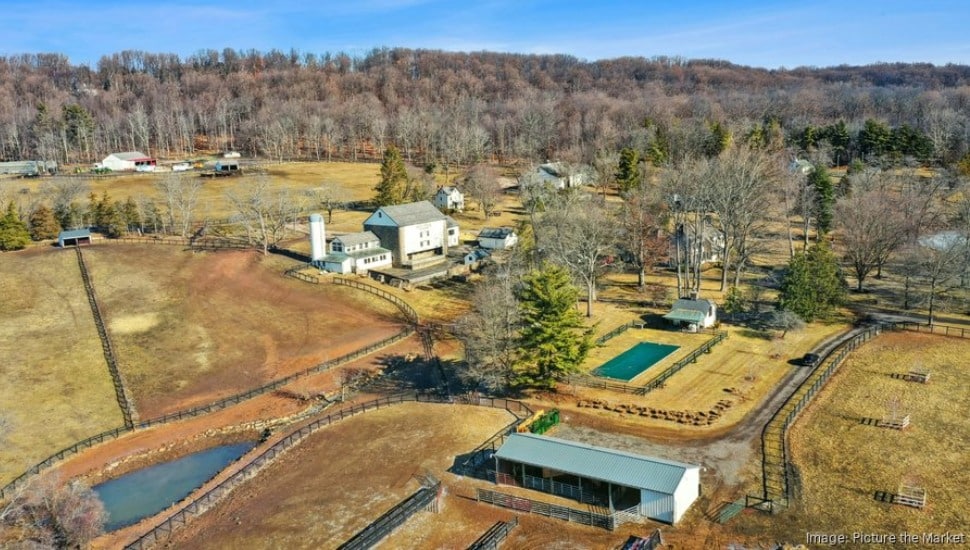 A drone view of the Elk Creek Farm in New Hope.