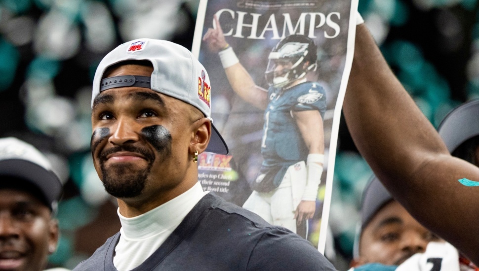 Philadelphia Eagles celebrate a Super Bowl win.