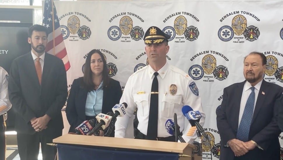 A firefighter gives a press conference.