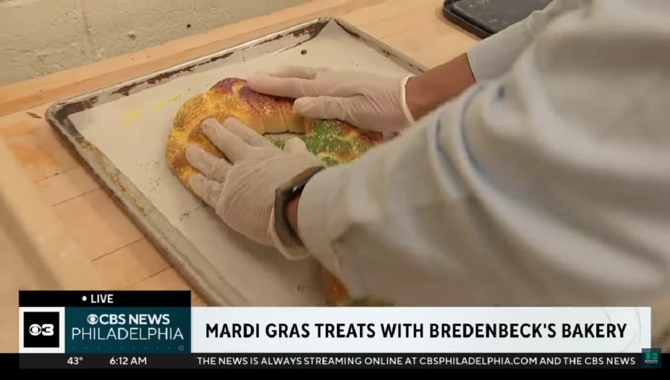 A baker works on a pastry at Bredenbecks Bakery.