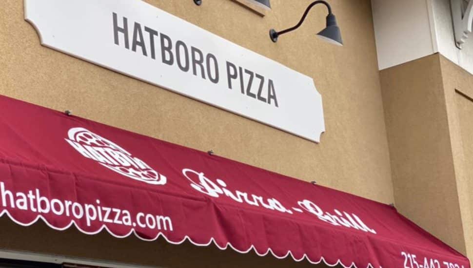 Outside the Hatboro Pizza shop.