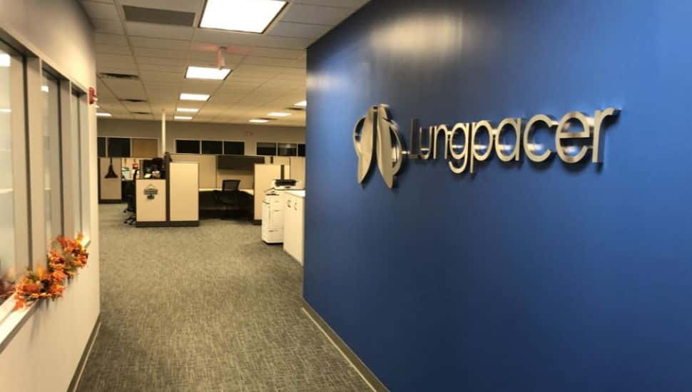 The lobby of Lungpacer Medical in Exton.