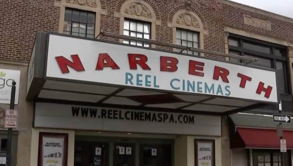 The marquee of the Narberth Movie Theater.