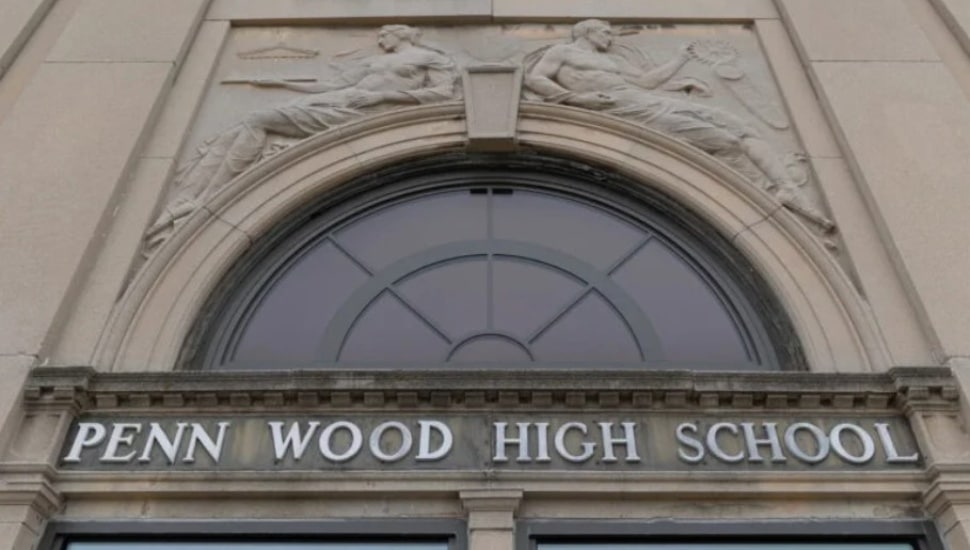 The front entrance to Penn Wood High School.