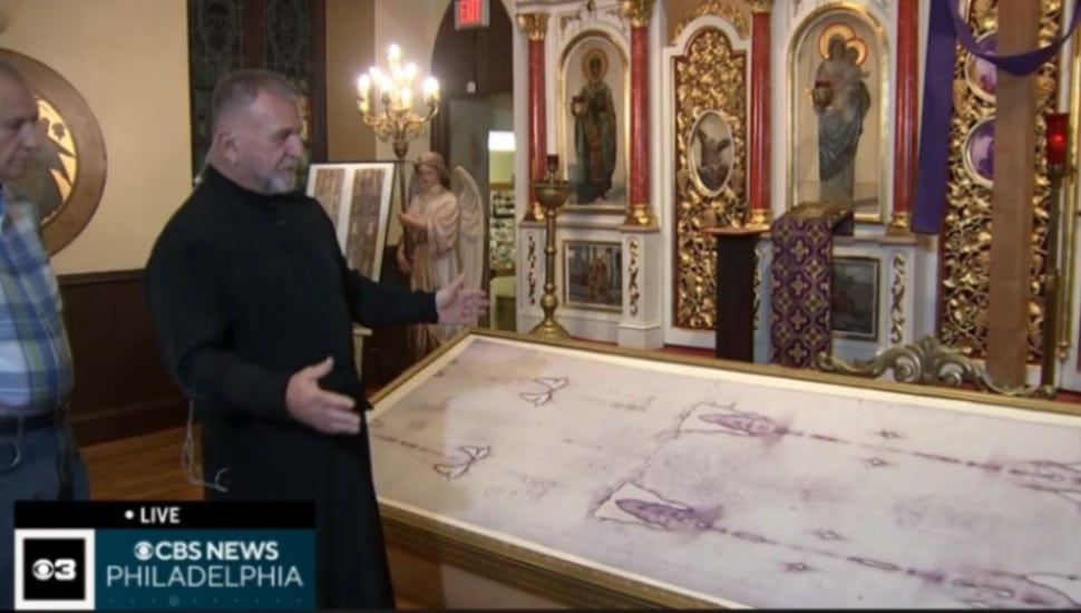 A replica of the Shroud of Tourin touring Catholic churches on the Eastern Seaboard.