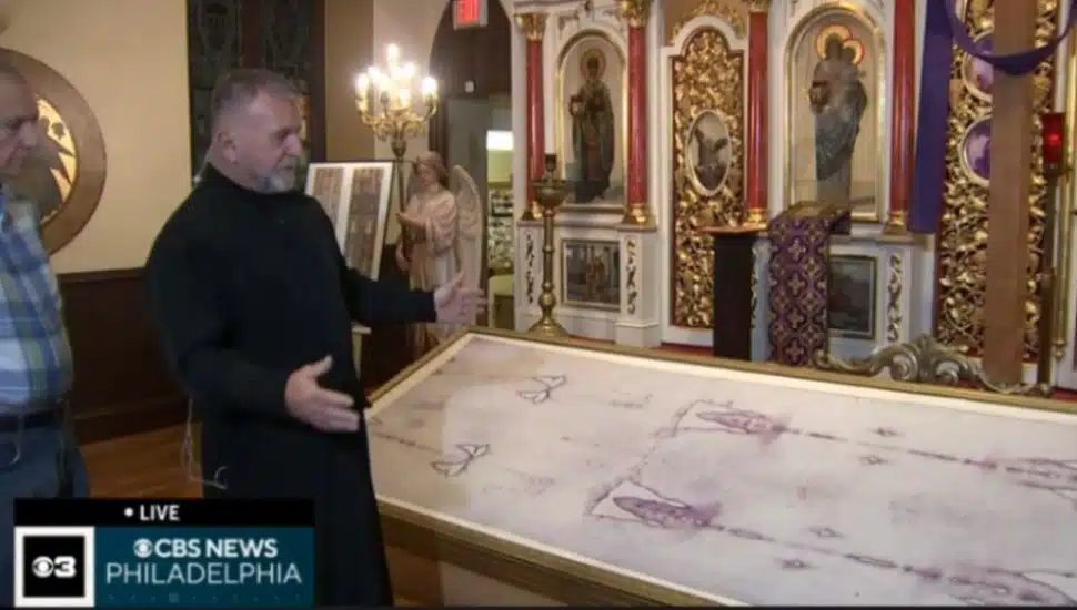 A replica of the Shroud of Tourin touring Catholic churches on the Eastern Seaboard.