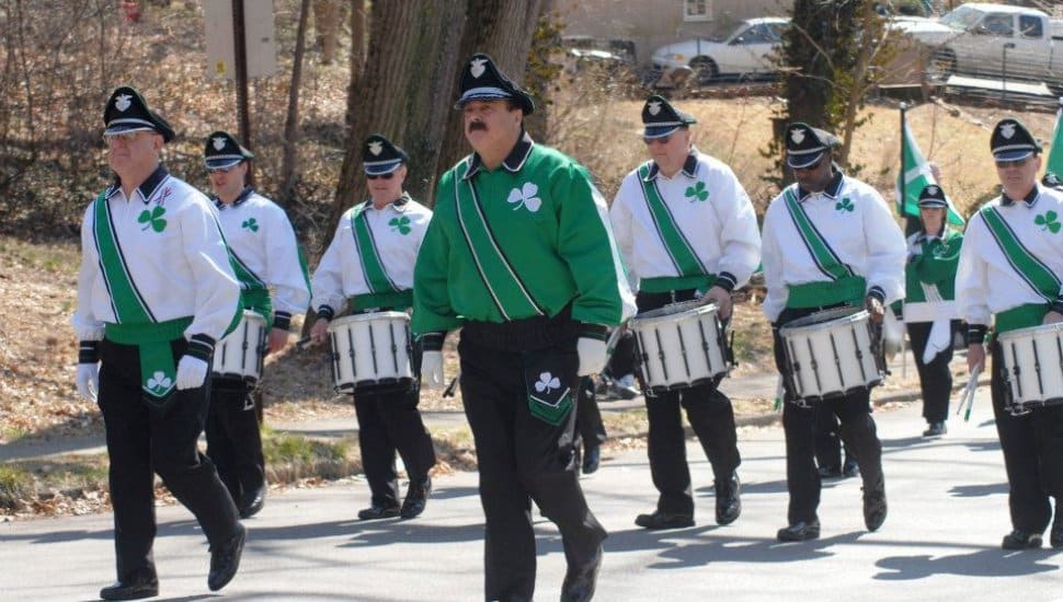 A men's group marches in the Springfield St. Patrick's Day Parade in 2013.