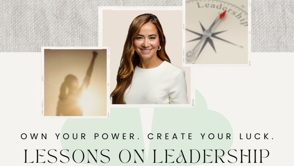 A promotional poster for Lessons on Leadership showing Ana Welsh.