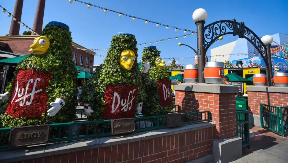 The entrance to Duff Brewery Beer Garden in Springfield at Universal Studios Hollywood.