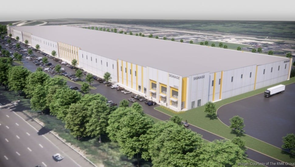 This rendering shows a 477,500 square-foot industrial warehouse planned near the Philadelphia International Airport.