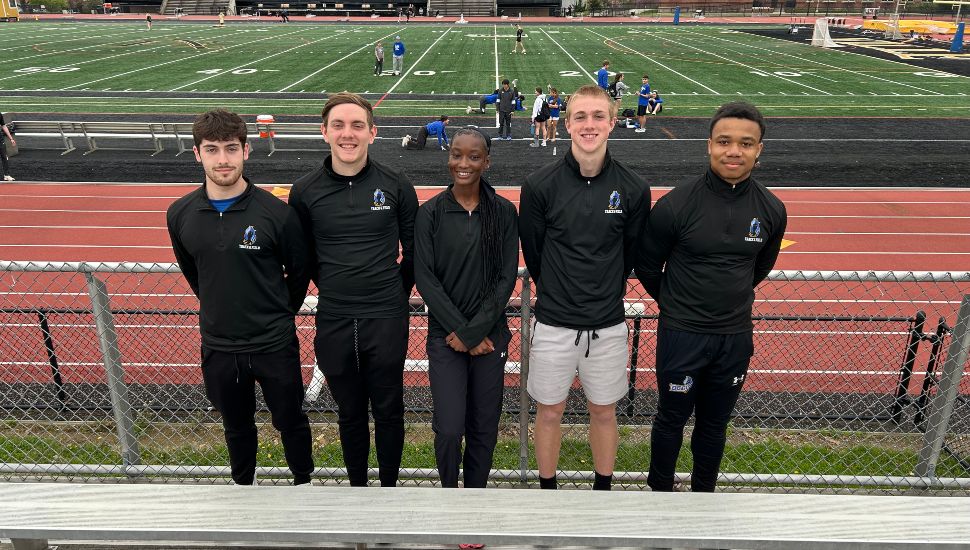 Six DCCC Phantoms Track and Field student-athletes have qualified for the National Junior College Athletic Association Division III Outdoor Track and Field National Meet. (L to R): Aidan Heppard, Jimmy Love, Fatumata Kaba, Daniel McLaughlin and Fred “Tre” McCray. Not pictured: Daishon Billops.
