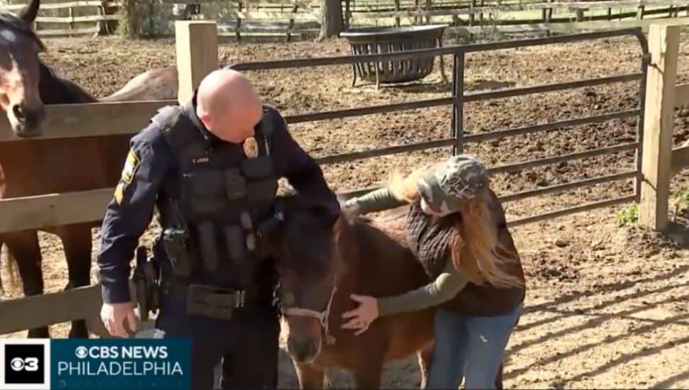 Chester County Police Sgt. Ted Lewis with a horse.