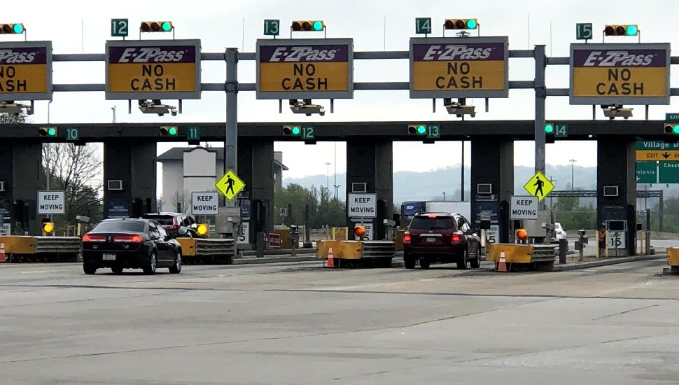 The King of Prussia toll booth of the Pennsylvania Turnpike.