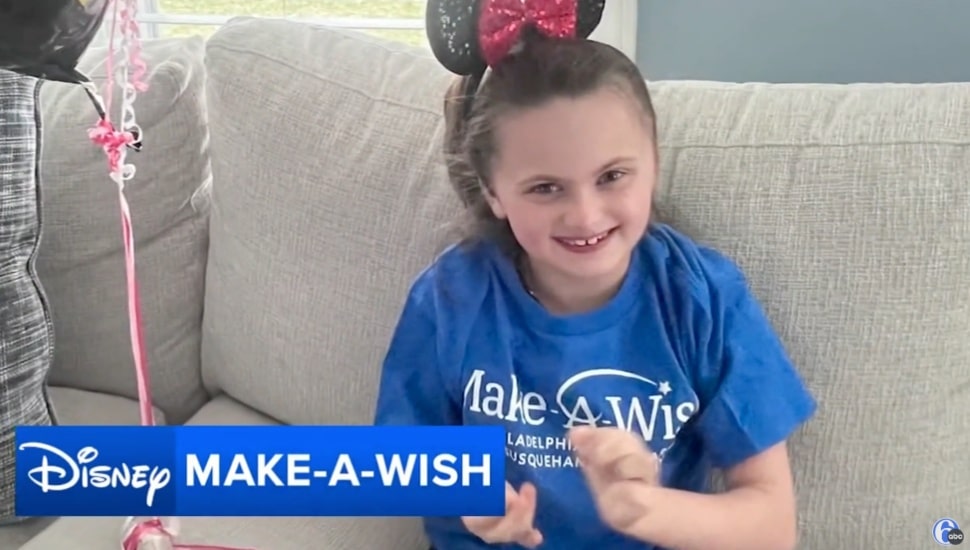 Grace Petitti wearing her Make-A-Wish Foundation shirt and Mickey Mouse Ears.
