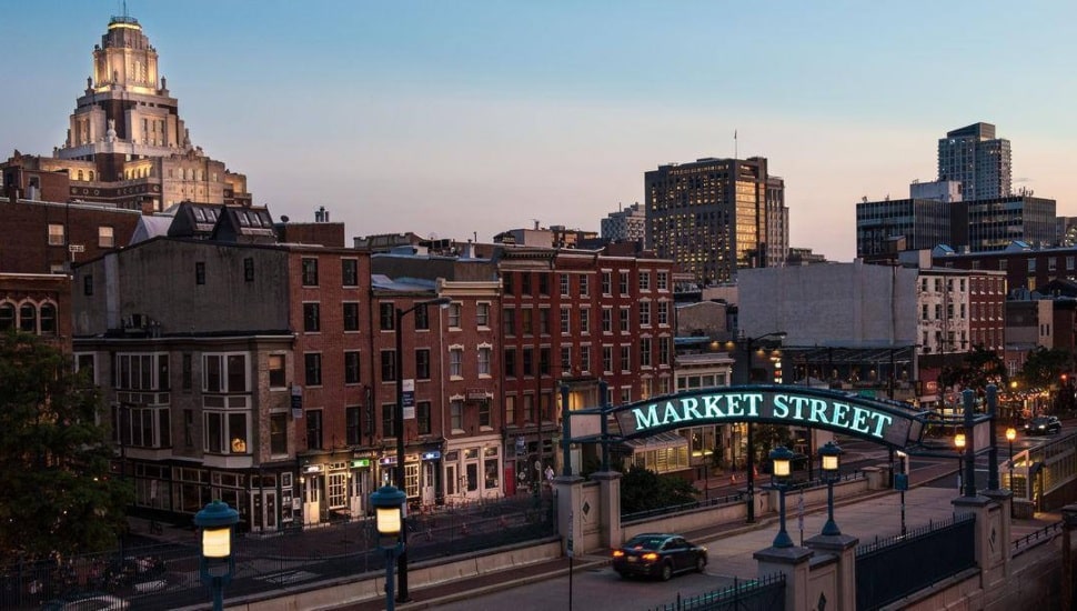 A view of the buildings in the Market Street Old City neighborhood