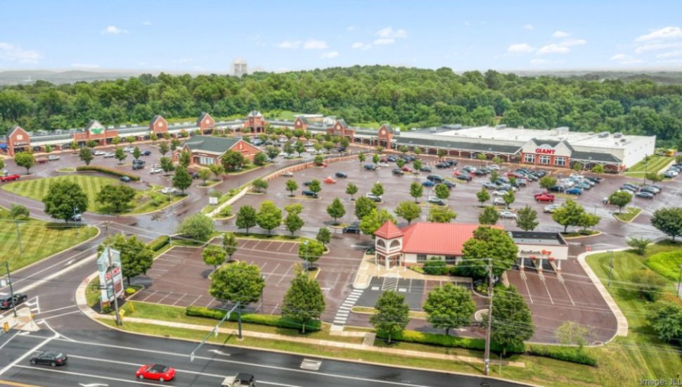 A look from above at the Suburbia Shopping Center in Pottstown.