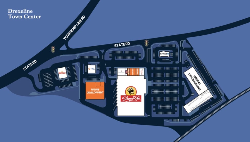 An overview of the Drexeline Town Center footprint.