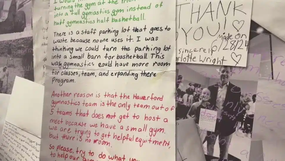 Some of the letters Abi Young wrote to YMCA Greater Philadelphia CEO Shaun Elliott.