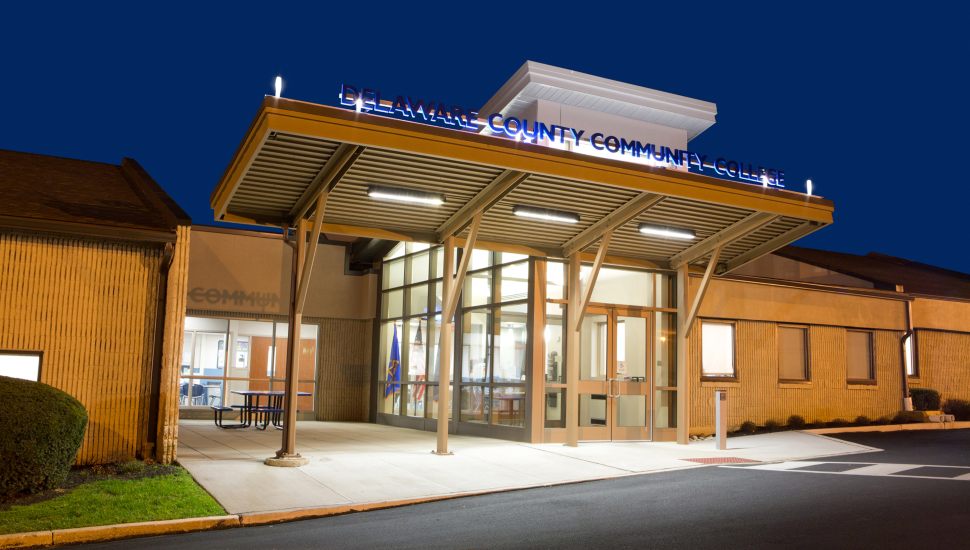 DCCC's Upper Darby Center lit up at night.