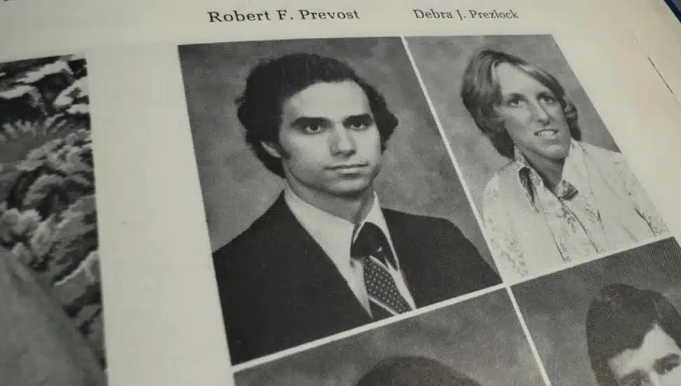 Robert Prevost, the new pope of the Catholic Church, is seen above in his 1977 graduation yearbook photo at Villanova University.