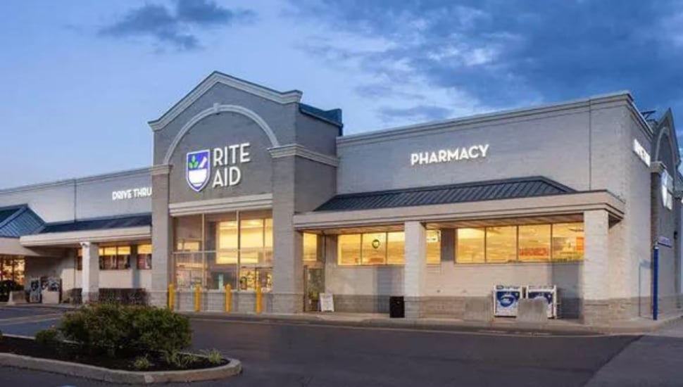 A Rite Aid store in the early evening.