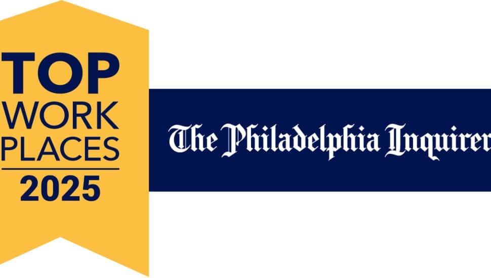 A banner/graphic with a badge reading "Top Work places 2025" alongside the text "The Philadelphia Inquirer."