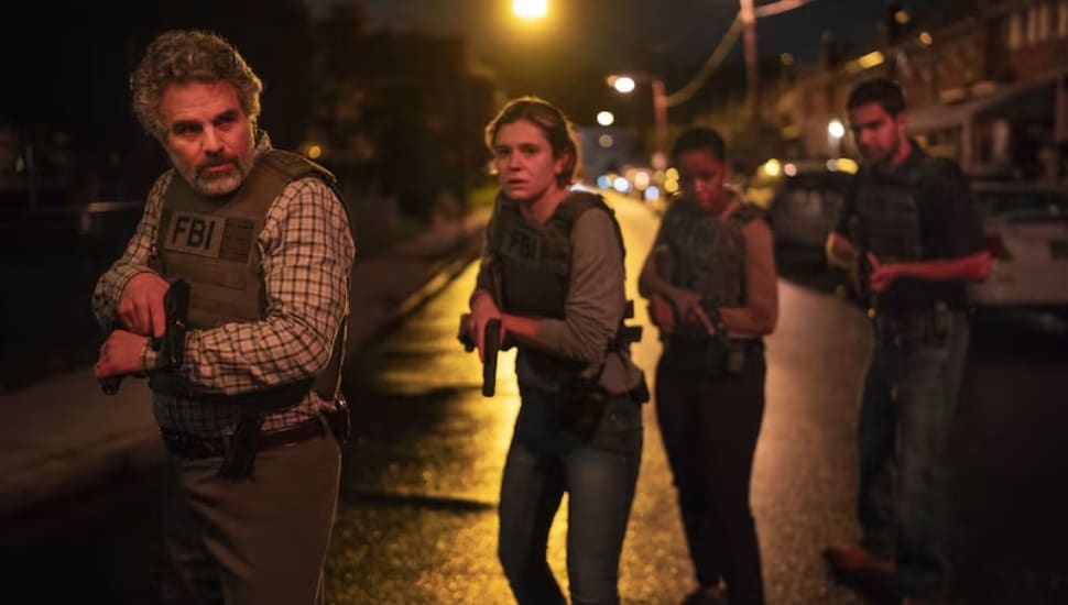 Mark Ruffalo and Alison Oliver in a night scene from "Task."