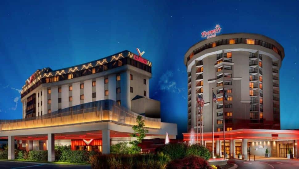 The Valley Forge Casino Resort at night.