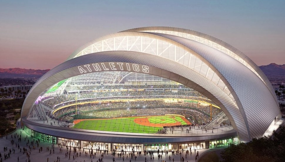 A rendering of the new Las Vegas stadium for the Athletics.