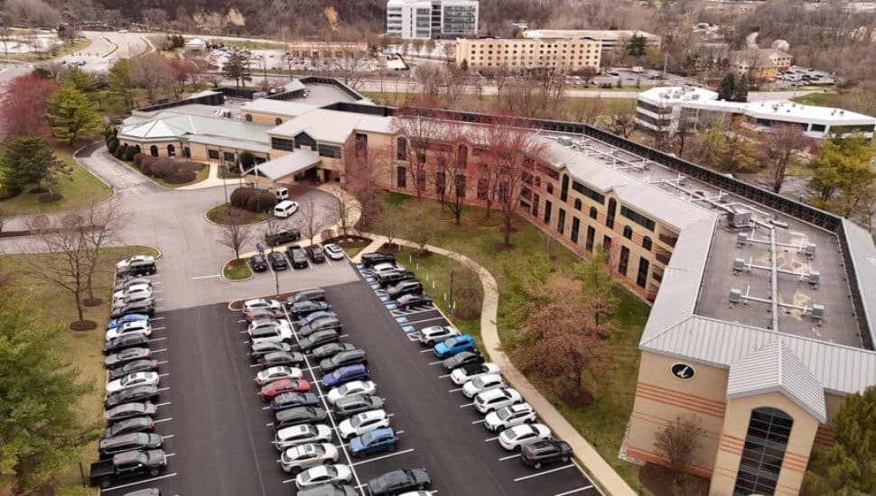 An aerial view of the Desmond Hotel in Malvern.