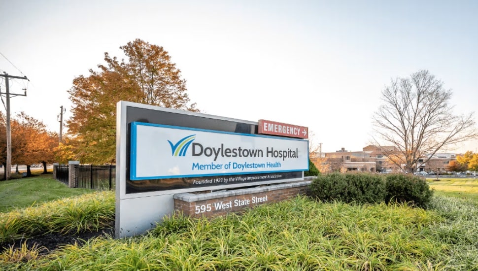 The sign for Doylestown Hospital.