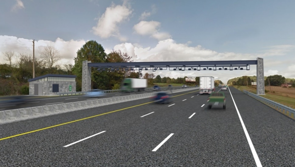 A view of the Pennsylvania Turnpike with the new open tolling.