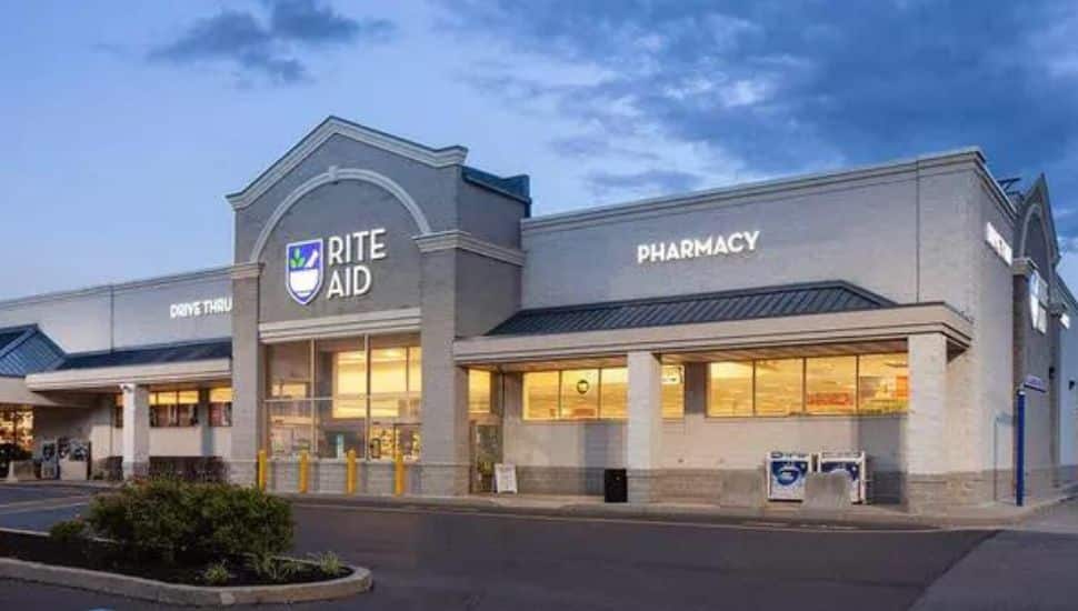 A Rite Aid store at twilight.